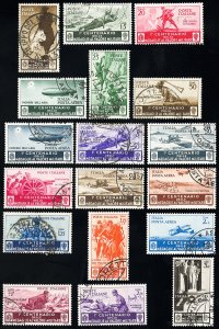 Italy Stamps # 331-41+C66-72 Used VF Scott Value $420.00