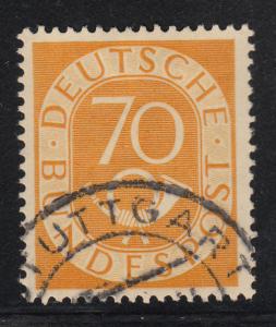 Germany 1952 used Sc #683 70pf Numeral, post horn