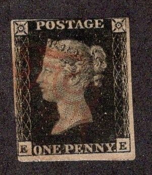 Great Britain #1 Penny Black F/U ~jm-2442