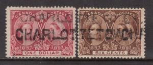 Canada #61 #55 Used With Complete Charlottetown Straight Line Cancel