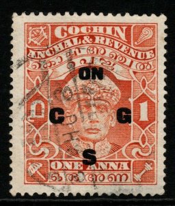 INDIA-COCHIN SGO36 1933 1a BROWN-ORANGE USED