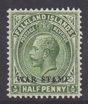 Falkland Islands Scott MR1 - SG70, 1918 War Tax 1/2d MH*