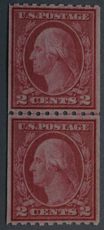 United States #488 2 Cent Washington Vertical Coil Line Pair MNH