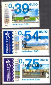 Netherlands 2001 Euro Coins Banknotes No Gum on Cardboard