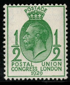 GB SG434 1929 PUC ½d GREEN MTD MINT