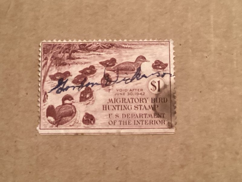 US Revenue #RW8 DUCK STAMP USED 1941 cat $50 SE Stain