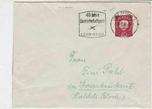 Germany 1959 Passau Cancel 40 Years Post AeroPlane Slogan Stamps Cover Ref 27685