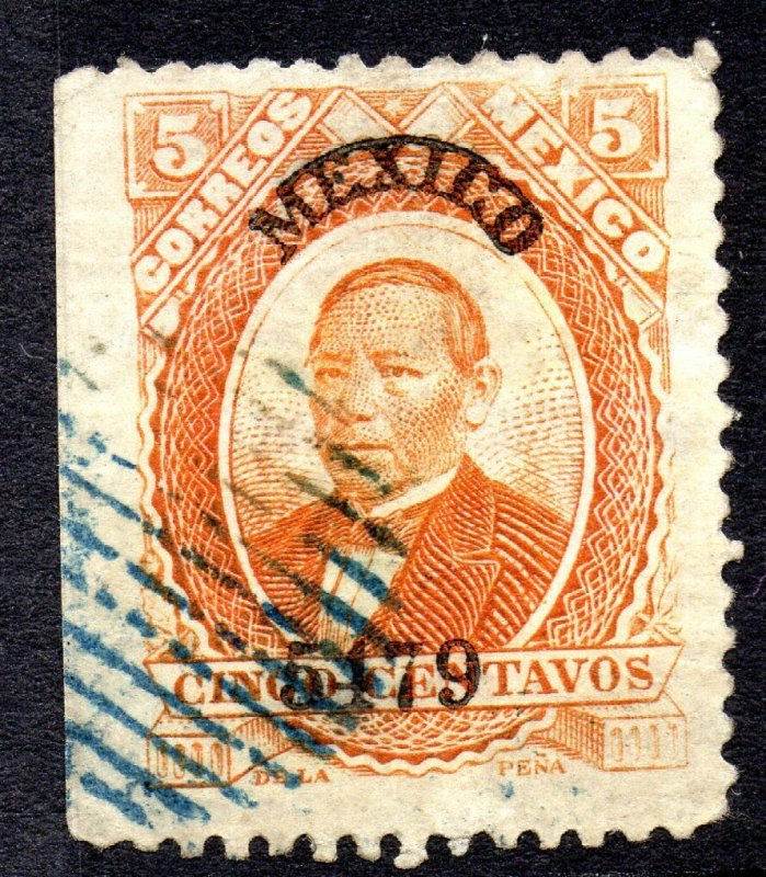 Mexico 1879 Juarez 5¢ Orange 5479 MEXICO Medium Hard Paper MX325