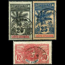 IVORY COAST 1906 - Scott# 25-7 Oil Palm 10-25c Used