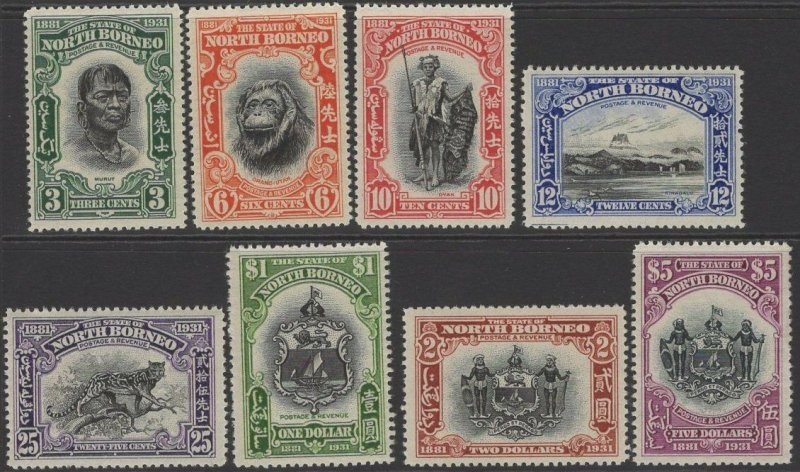 NORTH BORNEO SG295/302 1931 ANNIVERSARY SET MTD MINT