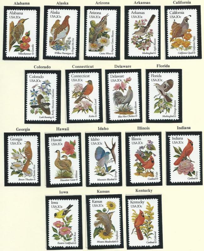 US #1953 - 1969 $0.20 State Birds & Flowers  CV $9.35