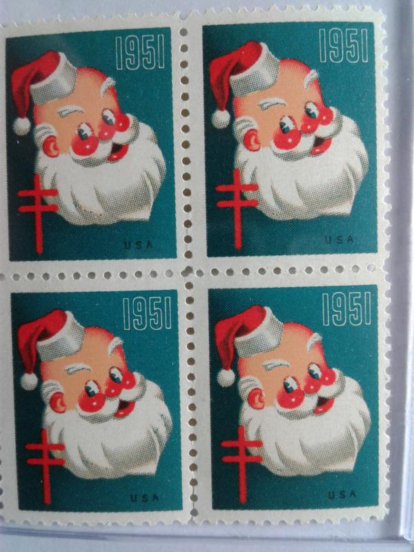 1951 CHRISTMAS SEALS BLOCK OF 4 NEVER HINGED GEMS !! GREAT FIND !!