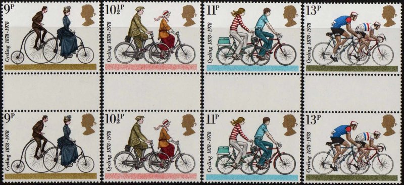 GB GUTTER PAIRS (35) Sg1067-Sg1070 1978, CYCLING. Mint (NH)