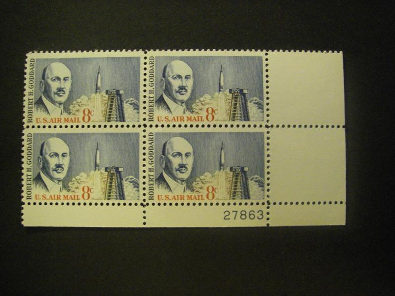 Scott C69, 8c Robert Goddard, PB4 #27863 LR, MNH Airmail Beauty