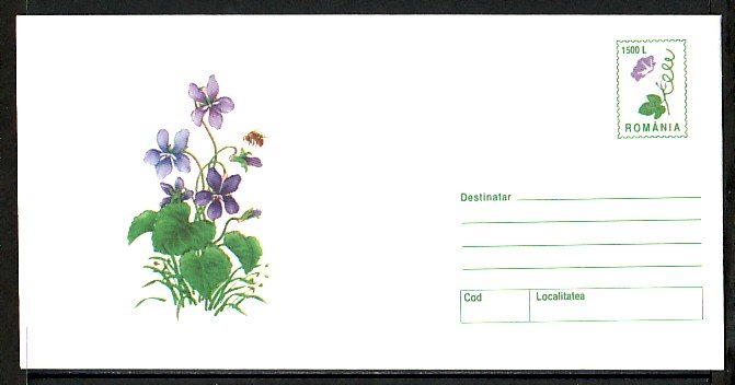 Romania, 2000 issue. Flower shown on a Postal Envelope.