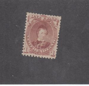 NEWFOUNDLAND # 32a VF-MNG 1ct PRINCE OF WALES BROWN LILAC CAT VALUE $100