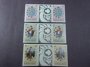 VANUATU # 308-310 -MINT/NH-COMPLETE SET OF CROSS GUTTER PAIRS---QEII----1981