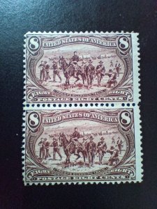 Sc# 289 MNH-OG pair 1898 8c Troops Guarding Train  Trans Miss