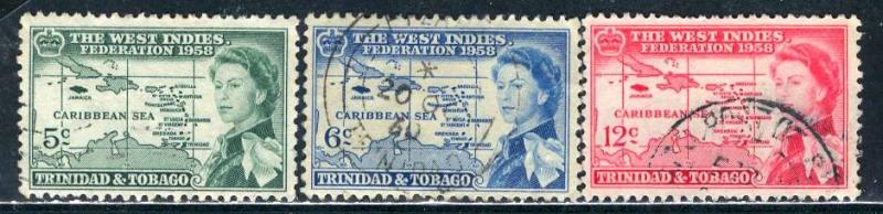 Trinidad & Tobago; 1958; Sc. # 86-88; O/Used Cpl. Set