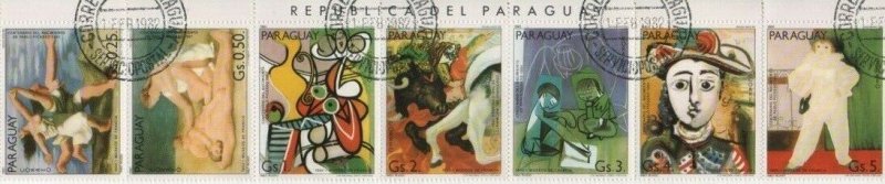 Thematic Stamps Art - PARAGUAY 1982 PICASSO PAINTINGS 7v used 