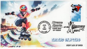 AO-3324-2, 1999, Xtreme Sports First Day Cover, Add-on Cachet, Pictorial Postmar
