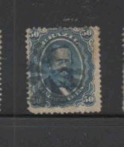 BRAZIL #56 1866 50r DON PEDRO F-VF USED c