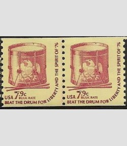 U.S.#1615 Drum 7.9c Coil Pair w/SHINY Gum, MNH.