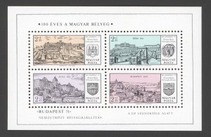 1971 HUNGARY # B288 Budapest Exhibition Souvenir Sheet MNH