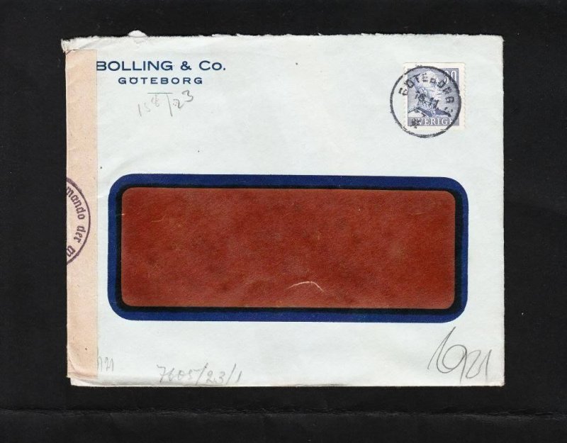 Germany WWII Berlin Censor Tape & Red Scarce Handstamp Cover Sweden Window &