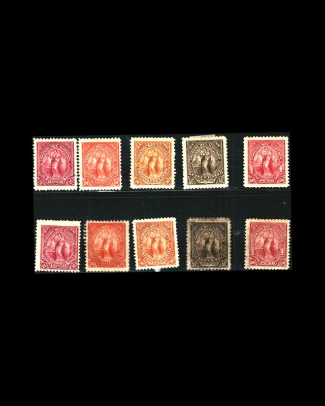 VINTAGE: EL SALVADOR 1896 OG,UNU,BHLHLHR SCOTT# 141-145 $ 51.40 LOT# ELS1896C