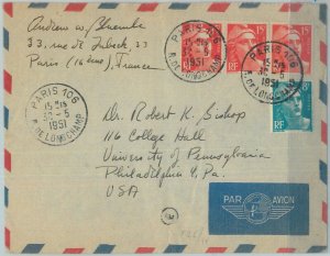 81922 - FRANCE - Postal History -  AIRMAIL COVER 1951