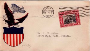 USA 1929 FDC Sc 651 Vincennes to Alberta Garfield Perry Cachet First Day Cover