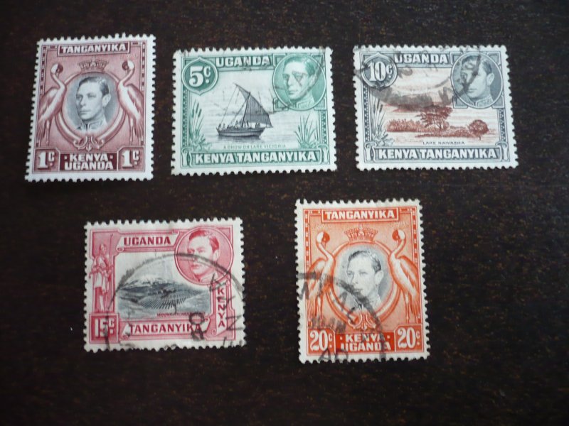 Stamps - Kenya Uganda & Tanganyika - Scott#66,67,71,72,74 - Used 5 Stamps