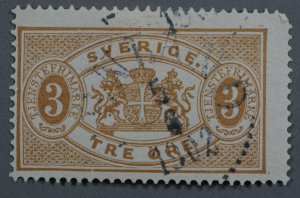 Sweden #O13 Used Very Good Place Cancel Date 5 6 1902 Bright HRM