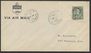 1931 Canada Flight Cover Carcajou to Fort Vermilion Alberta #3103c 2c Rate