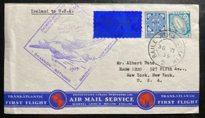 1939 Dublin Ireland First Flight Airmail Cover To New York USA North Atlantic