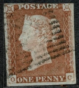 QV 1841 1d Penny Red (Black Plate) Wmk. 2 (S C) used S.G. 8 (2)