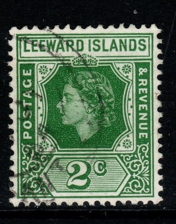 LEEWARD ISLANDS SG128 1954 2c GREEN FINE USED