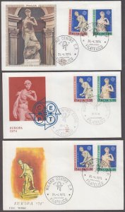 ITALY Sc # 1143-4.3  6 DIFF FDC EUROPA '74 with STATUE of DAVID by MICHELANGELO