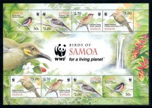 [94457] Samoa 2009 Birds Vögel Oiseaux Robin Honeyeater WWF Sheet MNH