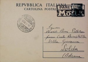 1950 Democratic Series Postcard Canceling Motta Hotel Solda 20581-