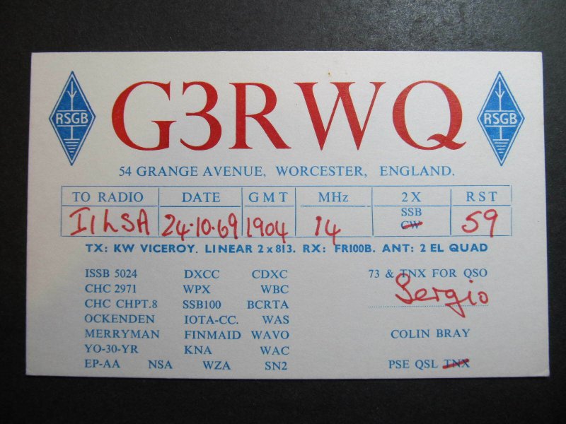 10407 Amateur Radio QSL Card WORCESTER ENGLAND