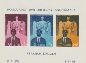 1985 Ghana 150th Anniversary of Lincoln's Birthday SS MNH