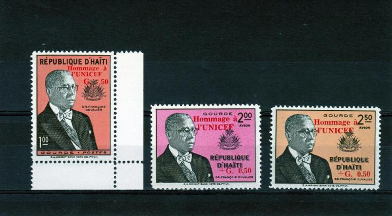 HAITI 1960 Unicef ovpt.red Set (3) MNH Sc#CB22/3 B13 