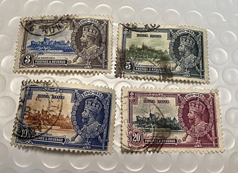 KAPPYSTAMPS HONG KONG #147-50 1935 GEOV SILVER JUBILEE USED COMPLETE SET CS1397