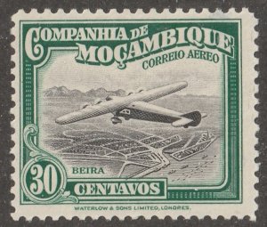 Mozambique company, stamp,  Scott#c4,  mint,  hinged,  plane, 30 cents
