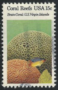 US #1827 15c Brain Coral Beaugregory Fish