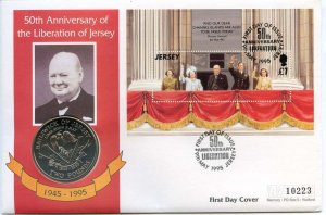 1995 Jersey Cover with £2 Coin/ 50th Anniversary Liberation of Jersey