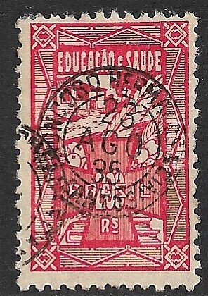 BRAZIL REVENUES 1933 200r EDUCATION AND HEALTH TAX w XF CANCEL VFU