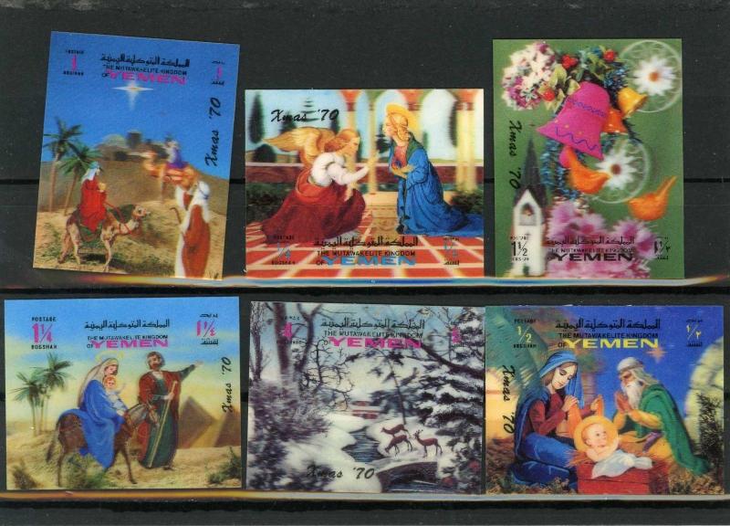 YEMEN KINGDOM 1970 Sc#1087-1092 CHRISTMAS SET OF 6 STAMPS 3D MNH 